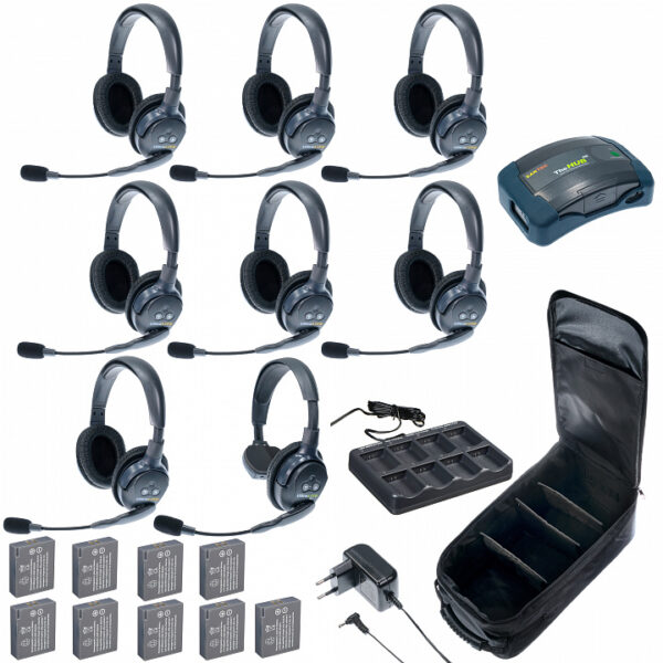 HUB 8-17 UltraLITE & HUB 8 абонентов с гарнитурами 1 Single 7 Double Headsets, батареи, зарядное устройство и сумка в комплекте