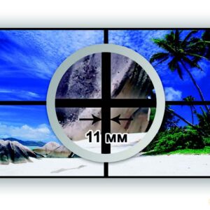 MN-46BH LCD панель, ширина рамки 11 мм, диагональ матрицы  46", разрешение 1366×768, яркость - 700 кд/м2, контрастность 3000:1, углы обзора 178° /178°. Входные интерфейсы: VGA, DVI, HDMI, Composite, S-Video; Внешний контроль: RS232C (вход / выход), RJ45. Функция  PIP / PBP, Программное обеспечение по управлению видеостеной в комплекте.