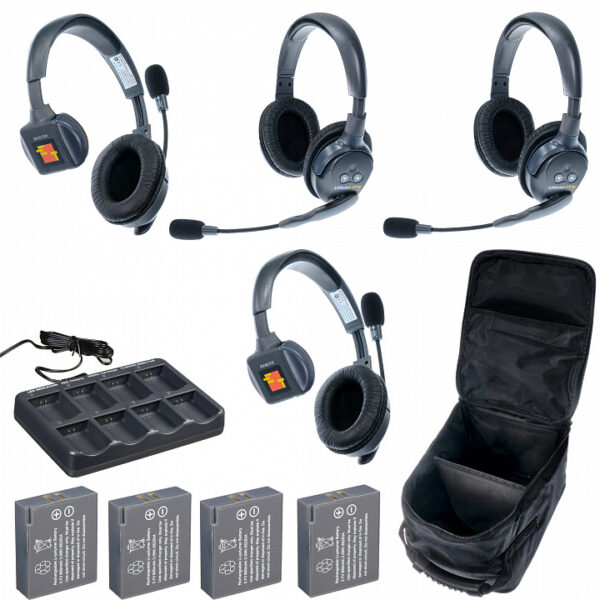 UltraLITE 4-22 UltraLITE 4 абонента с гарнитурами 2 Single 2 Double Headsets, батареи, зарядное устройство и сумка в комплекте