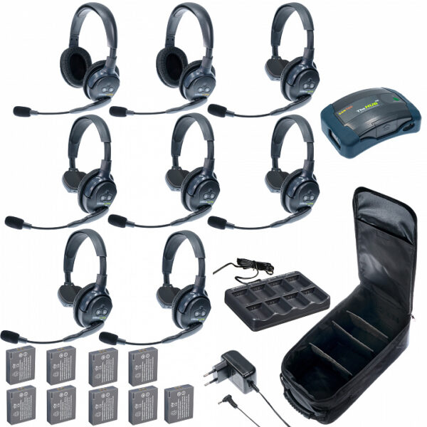 HUB 8-62 UltraLITE & HUB 8 абонентов с гарнитурами 6 Single 2 Double Headsets, батареи, зарядное устройство и сумка в комплекте