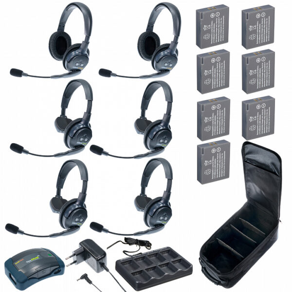 HUB 6-42 UltraLITE & HUB 6 абонентов с гарнитурами 4 Single 2 Double Headsets, батареи, зарядное устройство и сумка в комплекте