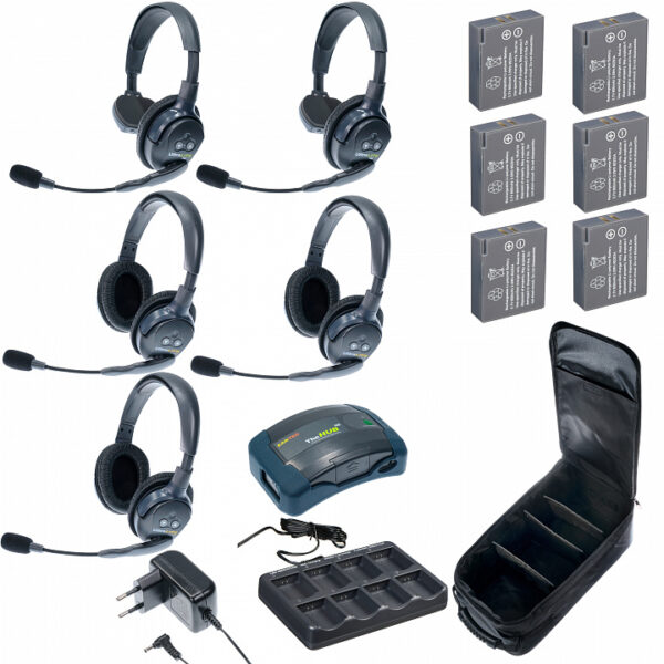 HUB 5-23 UltraLITE & HUB 5 абонентов с гарнитурами 2 Single 3 Double Headsets, батареи, зарядное устройство и сумка в комплекте