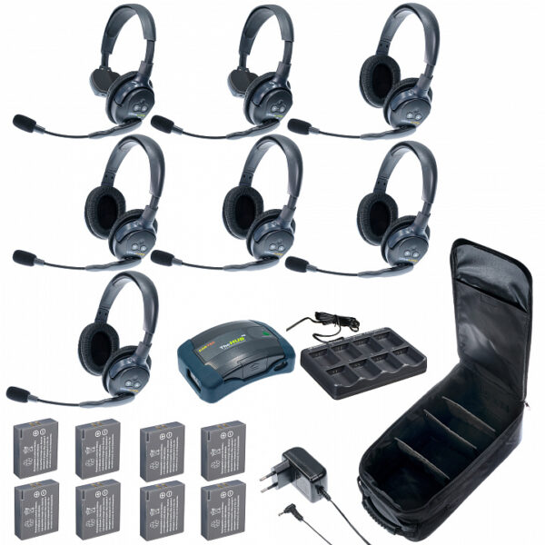 HUB 7-25 UltraLITE & HUB 7 абонентов с гарнитурами 2 Single 5 Double Headsets, батареи, зарядное устройство и сумка в комплекте