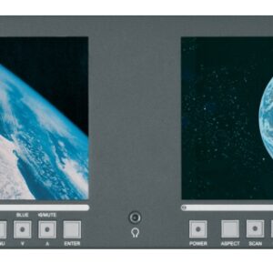 BPS 2-7HP Сборка из двух мониторов размером 7", разрешение 800x480, соотношение сторон 15:9, поддерживаемые форматы 16:9/4:3, яркость 350 кд/кв.м, контрастность 400:1, углы обзора  150/140 град. Входы на каждый монитор: автоопределение композит/HD-SDI/SD-SDI, аудио - 2 шт. Выход - композит/SD-SDI, аудио - 2 шт. Выход для гарнитуры. Функциональные возможности: Vector Scope, Audio meter (8 каналов), Wave Form, Time Code, UMD строка, TALLY, Маркеры экрана, увеличение, RS485.