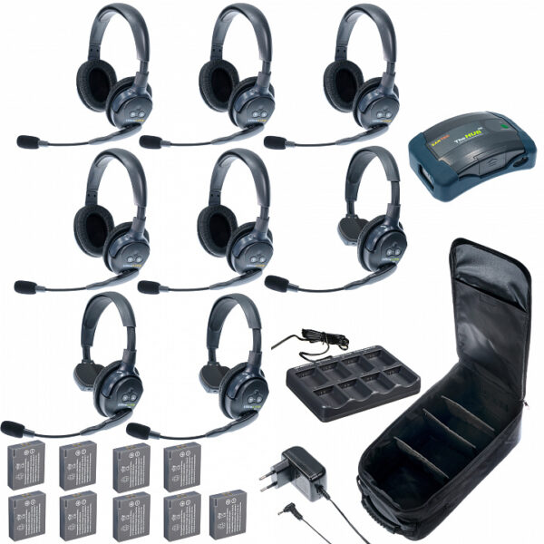 HUB 8-35 UltraLITE & HUB 8 абонентов с гарнитурами 3 Single 5 Double Headsets, батареи, зарядное устройство и сумка в комплекте