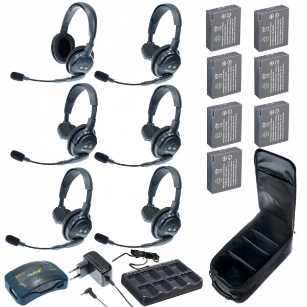 HUB 6-51 UltraLITE & HUB 6 абонентов с гарнитурами 5 Single 1 Double Headsets, батареи, зарядное устройство и сумка в комплекте