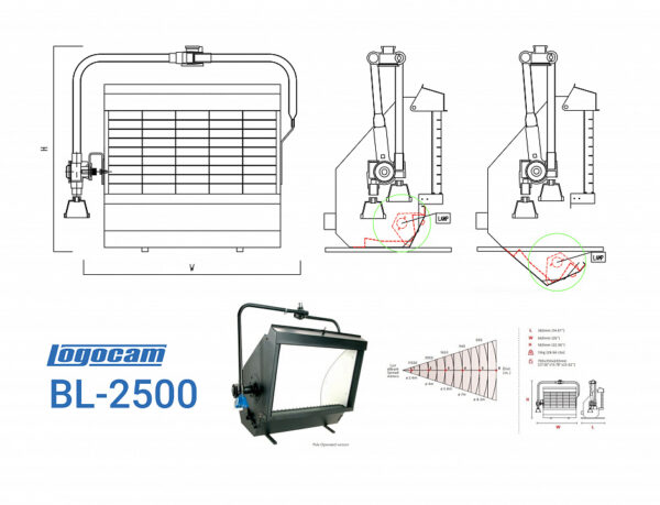 Logocam BL-2500 светильник галогенный с ассиметричным отражателем 2500Вт