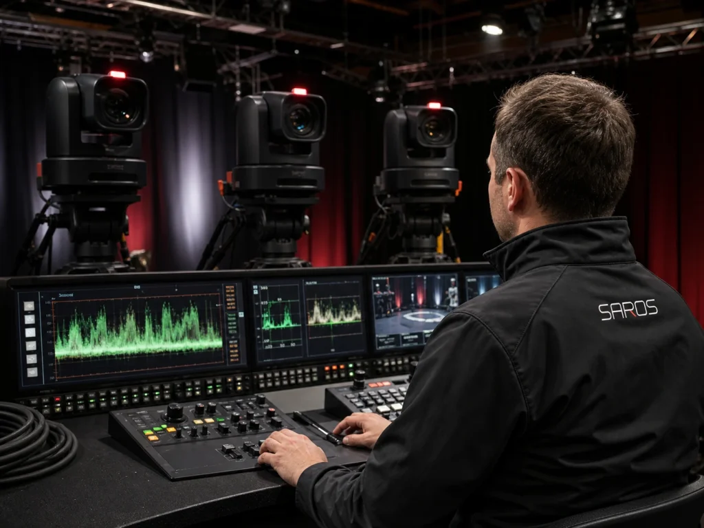 SMPTE ST 2110: как перейти от SDI к IP Инженер SAROS проверяет ВКС в гибридной переговорной
