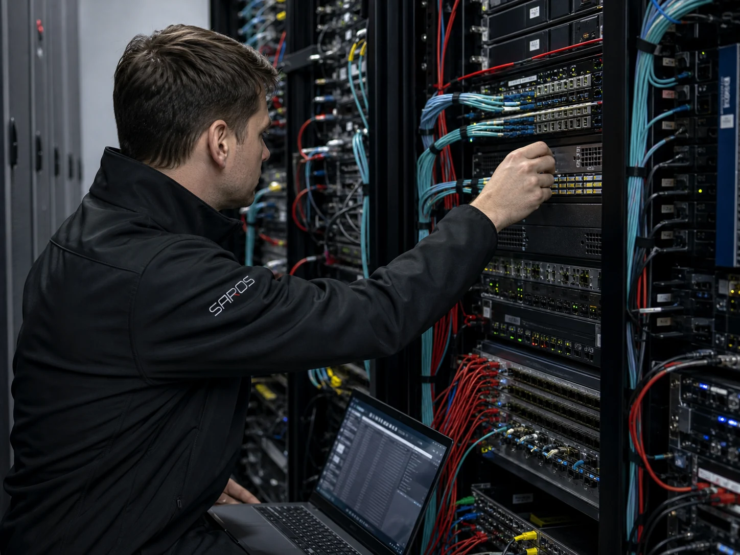 SMPTE ST 2110: как перейти от SDI к IP Инженер SAROS проверяет оптические подключения и сетевые устройства SMPTE ST 2110